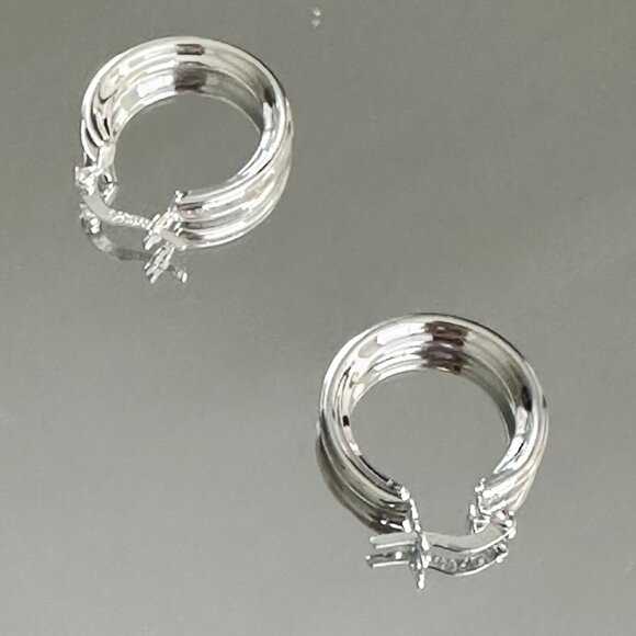 Unbranded Jewelry - Sterling Silver 925 Hoop Earrings With Secure Clasp Crafted Solid 3.6mm